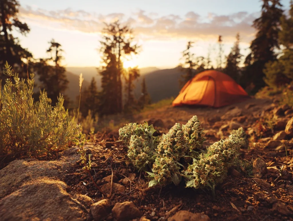 Cannabis in a natural camp setting